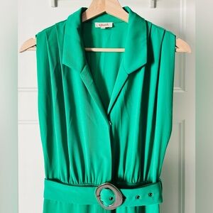 Chic Emerald Wide-Leg Trousers